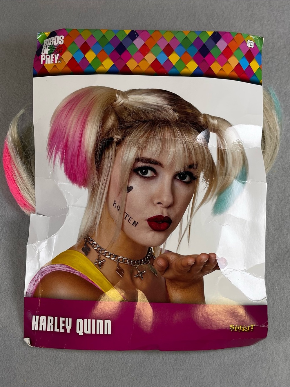 Harley Quinn Blonde Wig with Pink & Blue Tips Halloween Dress Up New